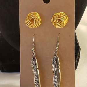 💐6/25 sliver toned feathers gold intertwined ball